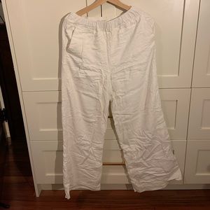 Double Layer Linen Cotton Blend Abercrombie Wide Leg Trouser